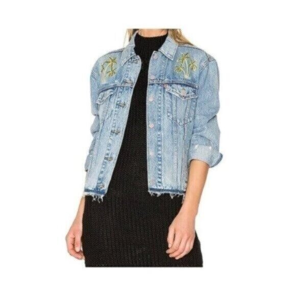 Levi's Jackets & Blazers - Levi's Size Small Ex Boyfriend Trucker Jean Jacket Palm Trees NWT